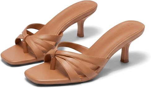 Coutgo Womens Strappy Kitten Heels Sandals Square Open Toe Flip Flops Slip On Slides Summer Dress Shoes in Saudi Arabia