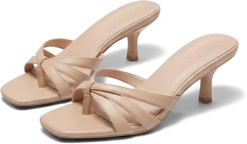 Coutgo Womens Strappy Kitten Heels Sandals Square Open Toe Flip Flops Slip On Slides Summer Dress Shoes in Saudi Arabia