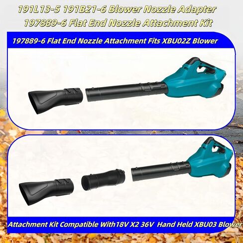 191L13-5 191B21-6 Blower Nozzle Adapter Kit for Makita Blower XBU02Z | 197889-6 Flat End Nozzle Attachment Kit for Makita X2 36V Hand Held Blower & XBU03-18V Brushless Cordless Blower in Kuwait