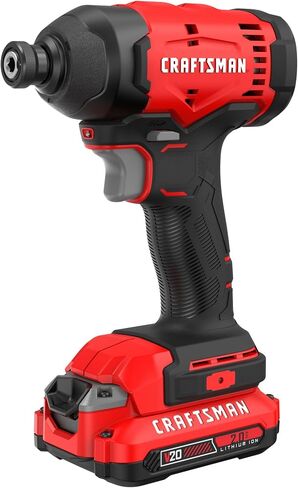 CRAFTSMAN Cordless 1/4 Impact Driver with 2 Ah Lithium Ion Battery, Charger and PH2 Screwdriving Bit, LED Light, High Torque, Variable Speed, 2900 RPM (CMCF801D1) in Kuwait
