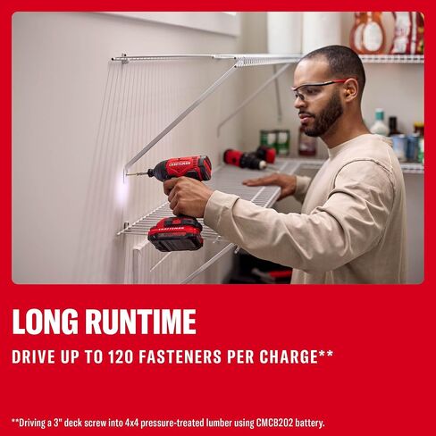 CRAFTSMAN Cordless 1/4 Impact Driver with 2 Ah Lithium Ion Battery, Charger and PH2 Screwdriving Bit, LED Light, High Torque, Variable Speed, 2900 RPM (CMCF801D1) in Saudi Arabia