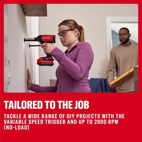 CRAFTSMAN Cordless 1/4 Impact Driver with 2 Ah Lithium Ion Battery, Charger and PH2 Screwdriving Bit, LED Light, High Torque, Variable Speed, 2900 RPM (CMCF801D1) in Saudi Arabia