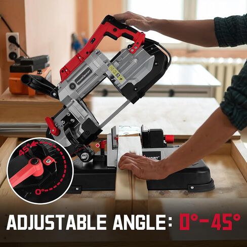 PowerSmart Portable Band Saw with Removable Alloy Steel Base, 10Amp 1100W Motor 5-Inch Deep Cut Bandsaw for Metal in Kuwait
