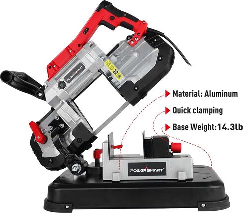 PowerSmart Portable Band Saw with Removable Alloy Steel Base, 10Amp 1100W Motor 5-Inch Deep Cut Bandsaw for Metal in Kuwait