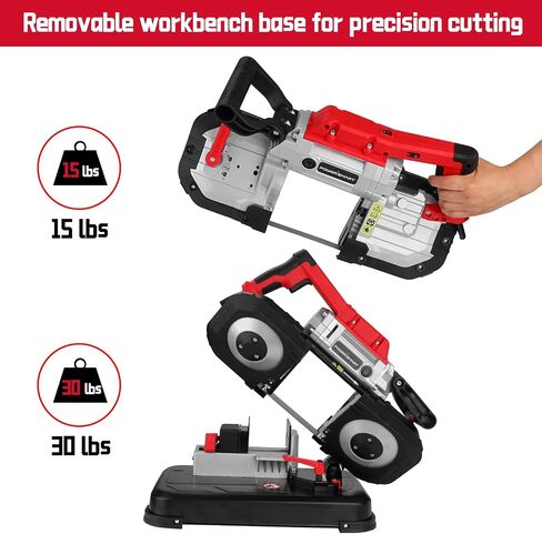 PowerSmart Portable Band Saw with Removable Alloy Steel Base, 10Amp 1100W Motor 5-Inch Deep Cut Bandsaw for Metal in Kuwait