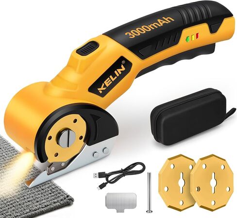 2026 New 3000mAh Electric Cardboard Box Cutter with 4 Blades, Cordless Electric Scissors with Safety Lock & LED Light, Storage Box, 300 RPM, Electric Cutter for Fabric Carpet Carton Leather Cloth in Kuwait