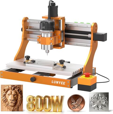 LUNYEE 3020 Nova CNC Router Machine, All-Metal XYZ Axis Linear Guides and Ball screw with 800W Trimmer Router, Suitable for Cutting Aluminum, Brass, Wood, Acrylic, MDF, and Plastics in Kuwait