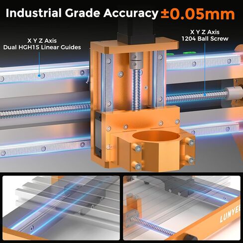 LUNYEE 3020 Nova CNC Router Machine, All-Metal XYZ Axis Linear Guides and Ball screw with 800W Trimmer Router, Suitable for Cutting Aluminum, Brass, Wood, Acrylic, MDF, and Plastics in Kuwait
