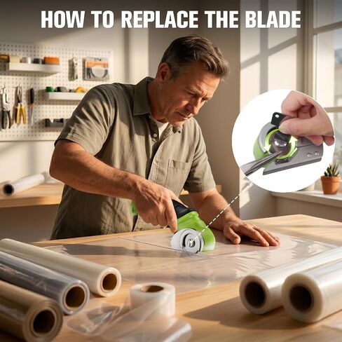 Goodjob 4V Cordless Electric Scissors Box Cutter | Rechargeable Cutting Tool with 4 SK5 Blades for Cardboard Fabric Leather Carpet Upholstery 2000mAh Battery Safety Lock in Kuwait