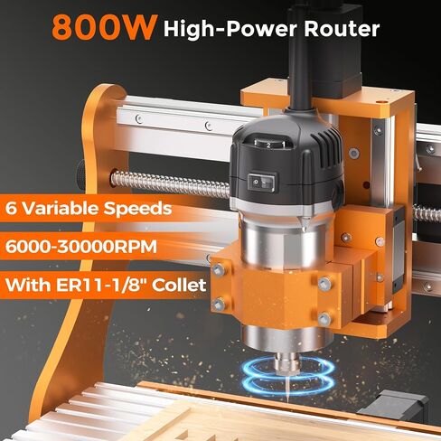 LUNYEE 3020 Nova CNC Router Machine, All-Metal XYZ Axis Linear Guides and Ball screw with 800W Trimmer Router, Suitable for Cutting Aluminum, Brass, Wood, Acrylic, MDF, and Plastics in Kuwait