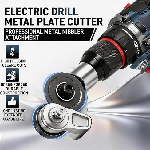 Upgraded Electric Drill Plate Cutter, Metal Nibbler Drill Attachment,Sheet Metal Cutter Tool with Adapter for Cutting Various Metals Materials Such As Aluminum,Steel,Copper,Iron（Work Gloves） ﻿ in Kuwait