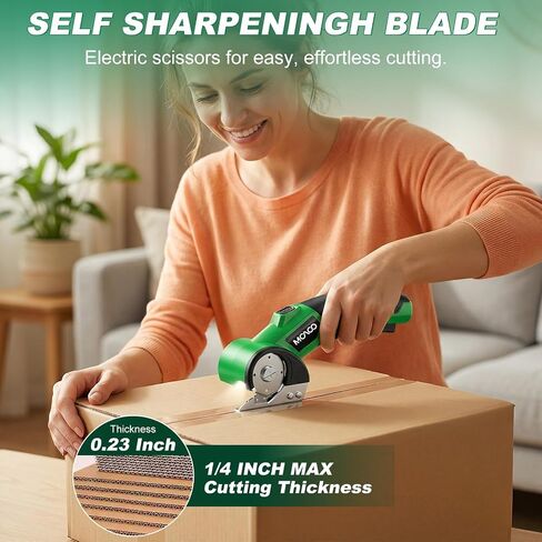 Electric Cardboard Cutter, Cordless Electric Scissors, 4V Electric Box Cutter with 2 Blades, Safety Lock & LED Light, Powerful Cutting for Cardboard Box, Plastic, Leather, Fabric in Kuwait