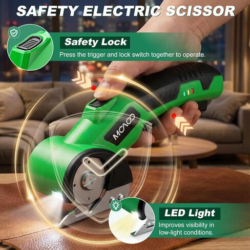 Electric Cardboard Cutter, Cordless Electric Scissors, 4V Electric Box Cutter with 2 Blades, Safety Lock & LED Light, Powerful Cutting for Cardboard Box, Plastic, Leather, Fabric in Kuwait