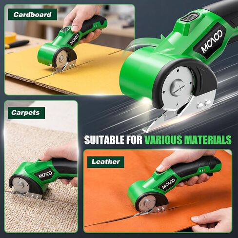 Electric Cardboard Cutter, Cordless Electric Scissors, 4V Electric Box Cutter with 2 Blades, Safety Lock & LED Light, Powerful Cutting for Cardboard Box, Plastic, Leather, Fabric in Kuwait