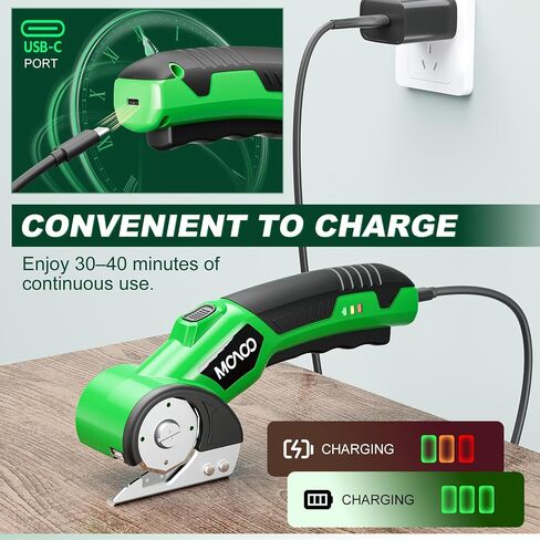 Electric Cardboard Cutter, Cordless Electric Scissors, 4V Electric Box Cutter with 2 Blades, Safety Lock & LED Light, Powerful Cutting for Cardboard Box, Plastic, Leather, Fabric in Kuwait