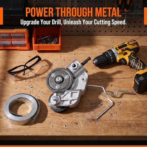 Metal Sheet Cutter Drill Attachment - Electric Shears Nibbler for Iron, Steel, Copper, Aluminum - Heavy Duty Metal Cutting Tool for Power Drill | Great for DIY projects — quickly cuts thin flat metal sheets and metal mesh. in Kuwait
