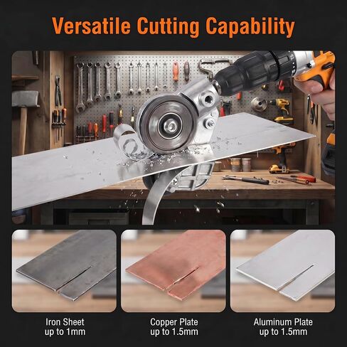 Metal Sheet Cutter Drill Attachment - Electric Shears Nibbler for Iron, Steel, Copper, Aluminum - Heavy Duty Metal Cutting Tool for Power Drill | Great for DIY projects — quickly cuts thin flat metal sheets and metal mesh. in Kuwait