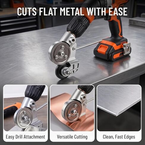 Metal Sheet Cutter Drill Attachment - Electric Shears Nibbler for Iron, Steel, Copper, Aluminum - Heavy Duty Metal Cutting Tool for Power Drill | Great for DIY projects — quickly cuts thin flat metal sheets and metal mesh. in Kuwait