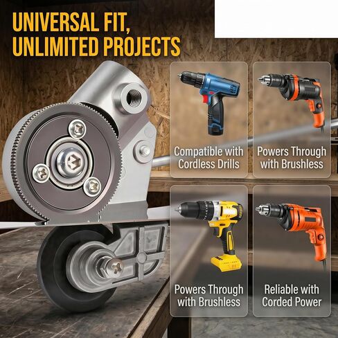 Metal Sheet Cutter Drill Attachment - Electric Shears Nibbler for Iron, Steel, Copper, Aluminum - Heavy Duty Metal Cutting Tool for Power Drill | Great for DIY projects — quickly cuts thin flat metal sheets and metal mesh. in Kuwait