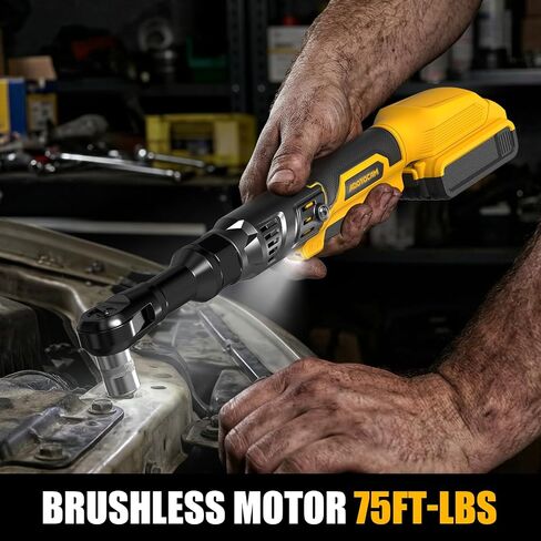 3/8" Cordless Ratchet Wrench for Dewalt 20V Battery(Tool Only),75FT-LBS(102N.m) Extended Electric Ratchet Wrench Set with Variable Speed, LED Light, 1/4"&1/2" Adapter,3" Extension Bar in Kuwait