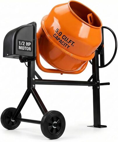 TABU 5.0 Cu.Ft. Cement Mixer, Electric Concrete Mixer Machine, Blue | Freestanding Mixing Tools with Wheels&Stand, Heavy Duty, Mixing for Seeds/Stucco/Mortar in Kuwait