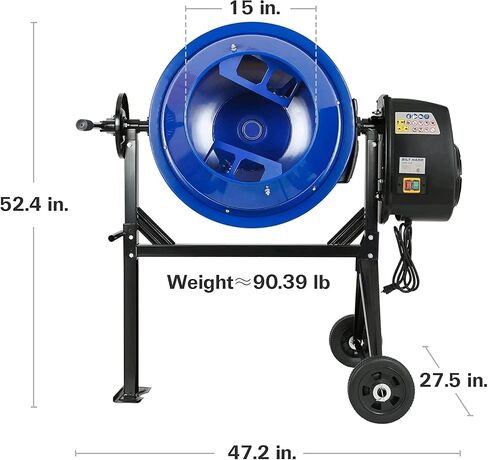 BILT HARD Electric Cement Mixer, 4 Cubic Ft. 550W Portable Concrete Mixer Machine, Wheelbarrow Cement Mixing Tools for Stucco in Kuwait