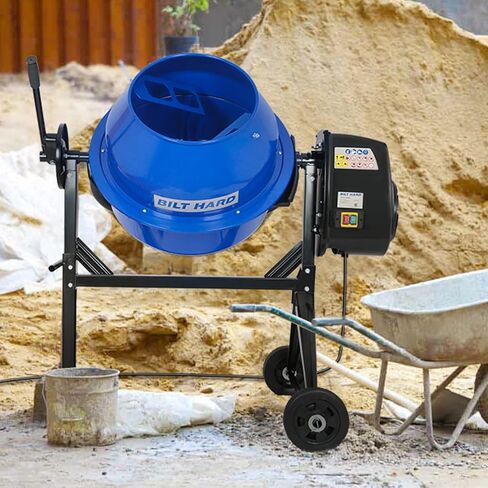 BILT HARD Electric Cement Mixer, 4 Cubic Ft. 550W Portable Concrete Mixer Machine, Wheelbarrow Cement Mixing Tools for Stucco in Kuwait