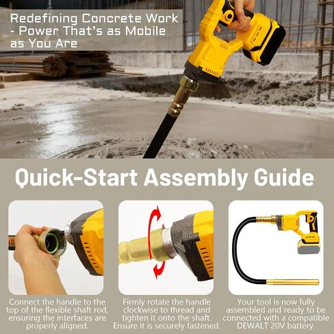 Handheld Concrete Vibrating Tool, Compatible with Dewalt 20V Battery(No Battery), 800W Cordless Electric Concrete Vibrator with 3.8ft Shaft Rod, 6000RPM Portable Vibrator for Remove Air Bubble in Kuwait
