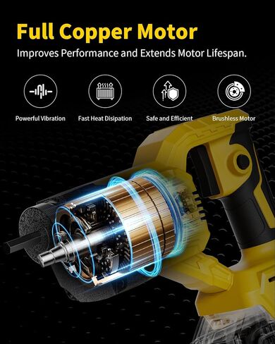 Cordless Concrete Vibrator Compatible with DeWalt 20V | Sonuvia 600W motor with 6000RPM high-frequency vibration and 3.8ft flexible shaft. Cordless design(Battery not included) in Kuwait