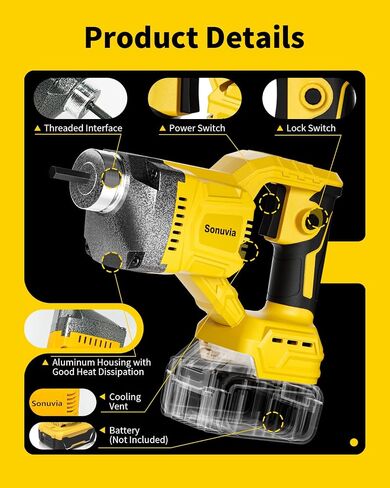 Cordless Concrete Vibrator Compatible with DeWalt 20V | Sonuvia 600W motor with 6000RPM high-frequency vibration and 3.8ft flexible shaft. Cordless design(Battery not included) in Kuwait