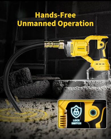 Cordless Concrete Vibrator Compatible with DeWalt 20V | Sonuvia 600W motor with 6000RPM high-frequency vibration and 3.8ft flexible shaft. Cordless design(Battery not included) in Kuwait