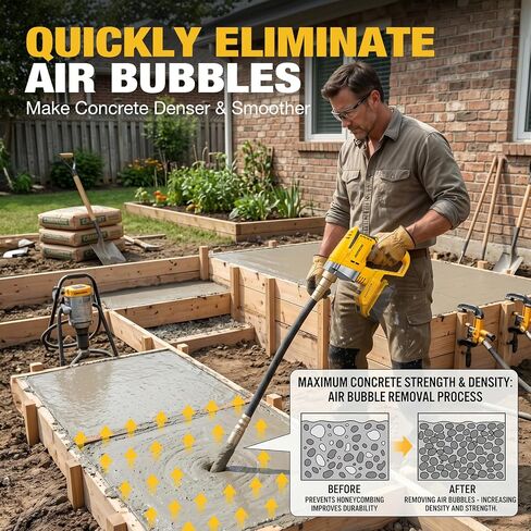 Handheld Concrete Vibrating Tool Compatible with Dewalt 20V Battery (No Battery), 600W Cordless Electric Concrete Vibrator with 3.8ft Shaft & Lock Switch, Portable Vibrator for Removing Air Bubble in Kuwait