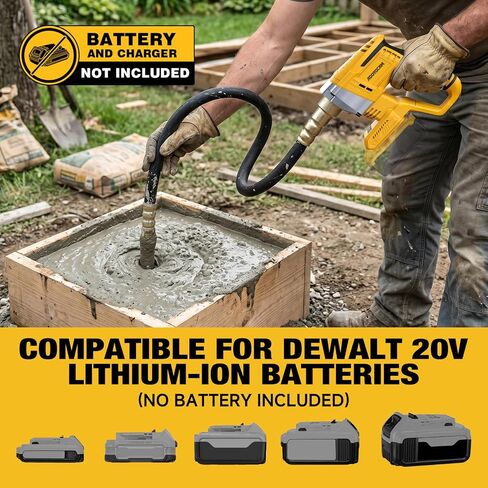 Handheld Concrete Vibrating Tool Compatible with Dewalt 20V Battery (No Battery), 600W Cordless Electric Concrete Vibrator with 3.8ft Shaft & Lock Switch, Portable Vibrator for Removing Air Bubble in Kuwait