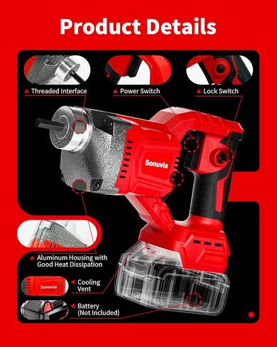 Cordless Concrete Vibrator Compatible with Milwaukee | Sonuvia 600W motor with 6000RPM high-frequency vibration and 3.8ft flexible shaft. Cordless design(Battery not included) in Kuwait