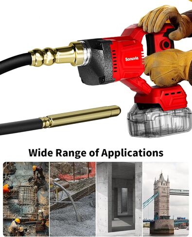 Cordless Concrete Vibrator Compatible with Milwaukee | Sonuvia 600W motor with 6000RPM high-frequency vibration and 3.8ft flexible shaft. Cordless design(Battery not included) in Kuwait