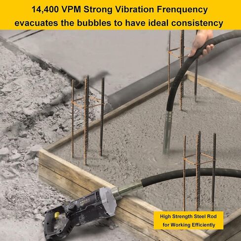 Handheld Concrete Vibrating Tool, 1500W Electric Concrete Vibrator | 6.6ft Shaft Rod, 14400VPM, Portable Pencil Cement Vibrarator, Remove Air Bubble and Mix Concrete in Kuwait