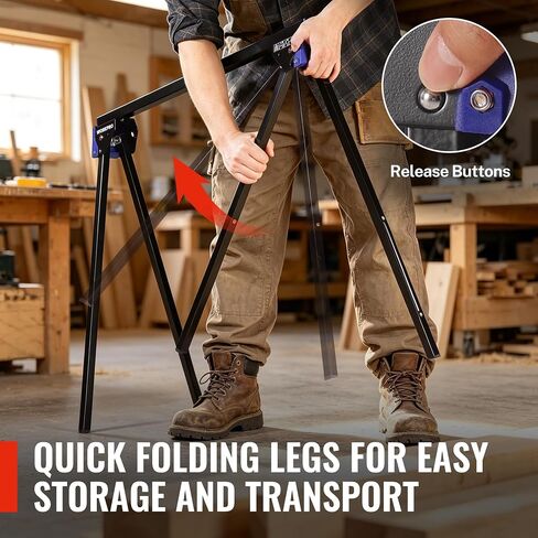 WORKPRO Folding Saw Horses 2 Pack, Heavy Duty Metal Sawhorse Supports 1800 lbs per Pair, Portable Foldable Work Stand with Lock & Carry Design for Woodworking, Garage, Workshop & Jobsite in Kuwait