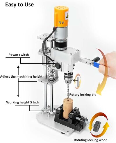Mini Drill Press Table Compact And Portable Enhanced Model With High Torque, 440–880 Rpm Ideal For Woodworking, Pen Making, Metalworking, Epoxy Projects, Jewelry Making, Diy Crafts, Handicrafts in Kuwait