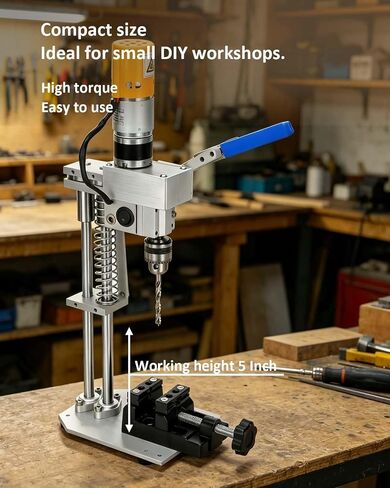 Mini Drill Press Table Compact And Portable Enhanced Model With High Torque, 440–880 Rpm Ideal For Woodworking, Pen Making, Metalworking, Epoxy Projects, Jewelry Making, Diy Crafts, Handicrafts in Kuwait