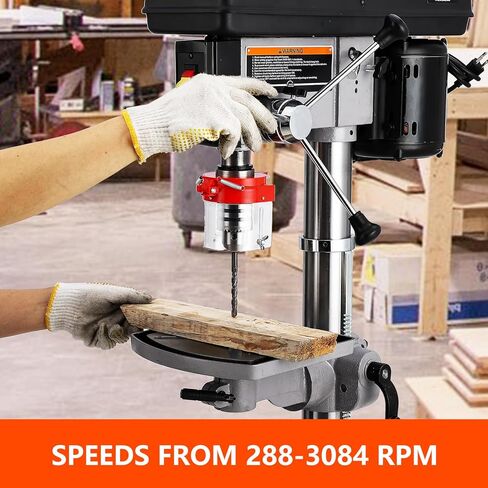 13 in Floor Drill Press, 7.5 Amp 120V, 288-3084 RPM Variable Speed Cast Iron Bench Drill Press, 0-45°Tilting Worktable, Tabletop Drilling Machine for Wood Metal in Kuwait
