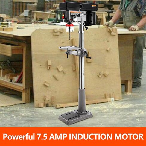 13 in Floor Drill Press, 7.5 Amp 120V, 288-3084 RPM Variable Speed Cast Iron Bench Drill Press, 0-45°Tilting Worktable, Tabletop Drilling Machine for Wood Metal in Kuwait