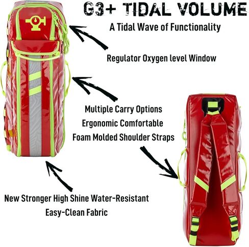 Statpacks New G3+ Tidal Volume Green، حقيبة ظهر O2 الأكسجين، أسطوانات عادية وكبيرة الحجم D لـ EMS، ورجال الإطفاء، ومتخصصي الرعاية الصحية in Kuwait