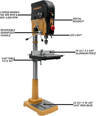 Powermatic 20-Inch Floor Drill Press, Variable Speed, 1 HP, 120V 1Ph (Model PM2820EVS) in Kuwait