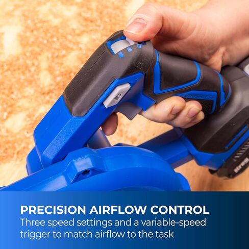 Kreg 20V Ionic Drive Shop Blower Kit - Cordless Shop Blower for Dust, Debris & Workshop Cleanup - 200 MPH Airflow, 3-Speed with Variable Speed Trigger - 3 Inflator Nozzles - 2Ah Battery & Charger in Kuwait