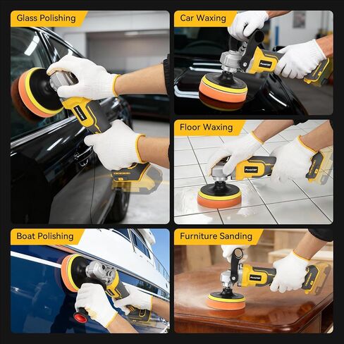 Cordless Buffer Polisher for Dewalt 20v Max Battery, Brushless Rotary Car Buffer Polisher, Variable Speed 1000-6000 RPM, Detachable Handle Polisher for Car Detailing,Sanding Waxing (No Battery) in Kuwait