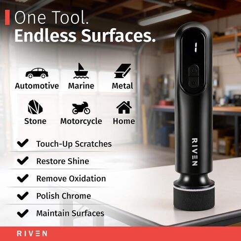 RIVEN Cordless Car Polisher Buffer Kit, Adjustable 3 Speeds - 2Pcs 12V Rechargeable Battery, 3inch Orbital and Rotary Fast Polisher for Car Detailing, Waxing, Paint Correction Car & RV Polisher in Kuwait