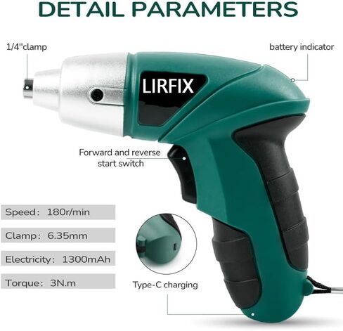 20-Piece Green 3.6V Electric Household Hardware Tool Set - Compact USB Rechargeable Low-Power Screwdriver, Pliers, Claw Hammer, Screwdriver Bits in Kuwait