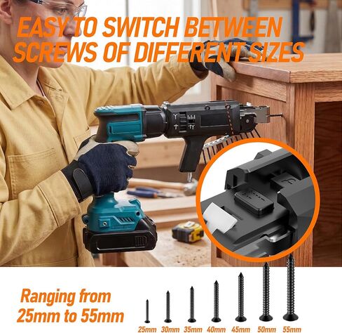 18V Cordless Drywall Screw Gun, 2-in-1 Self-Feeding Drywall Screwdriver | Includes Collated Attachment, Tool Bag and 4.0Ah Battery, Perfect for DIY and Professional Use in Kuwait