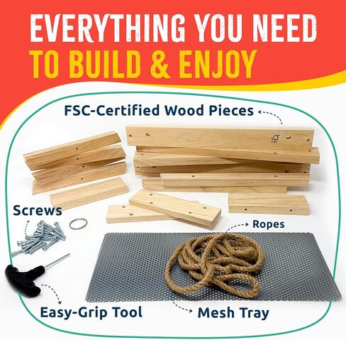 SparkJump Picnic Table Bird Feeder Kit, DIY Woodworking Project for Kids and Families, Complete Tools and Paint Set, FSC-Certified Sustainable Wood, Backyard Nature Activity, Ages 6+ in Kuwait
