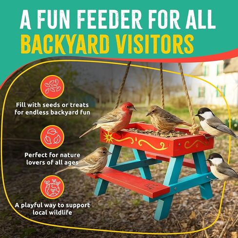 SparkJump Picnic Table Bird Feeder Kit, DIY Woodworking Project for Kids and Families, Complete Tools and Paint Set, FSC-Certified Sustainable Wood, Backyard Nature Activity, Ages 6+ in Kuwait